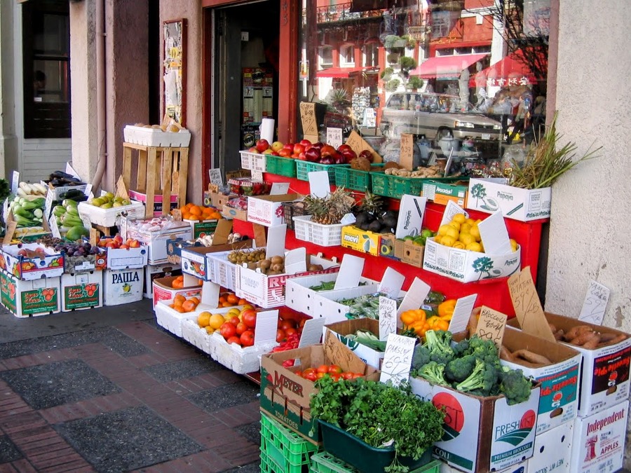 A market street scene in British Columbia