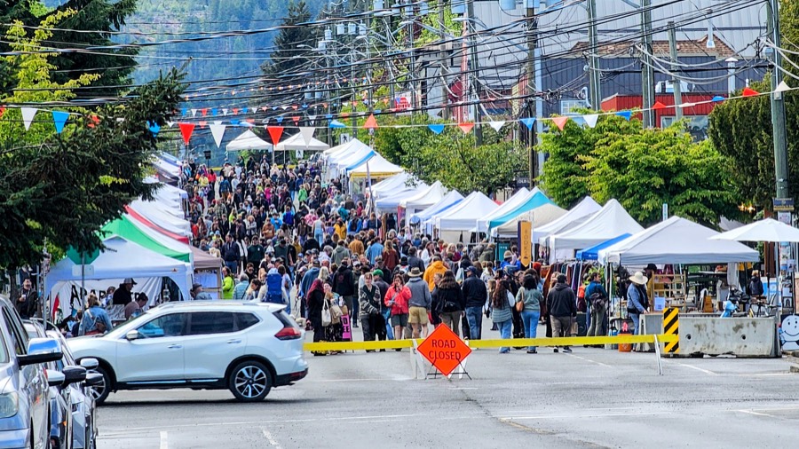 Street market tents in Cumberland