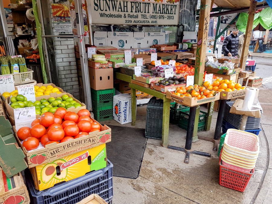 Market produce arranged for sale